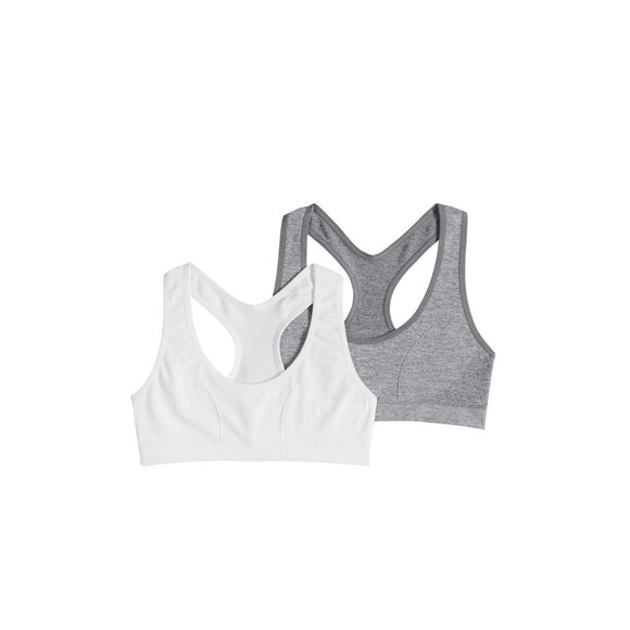 Micro Mesh Racerback Charcoal White Sports Bra Size Small - Picture 1 of 4